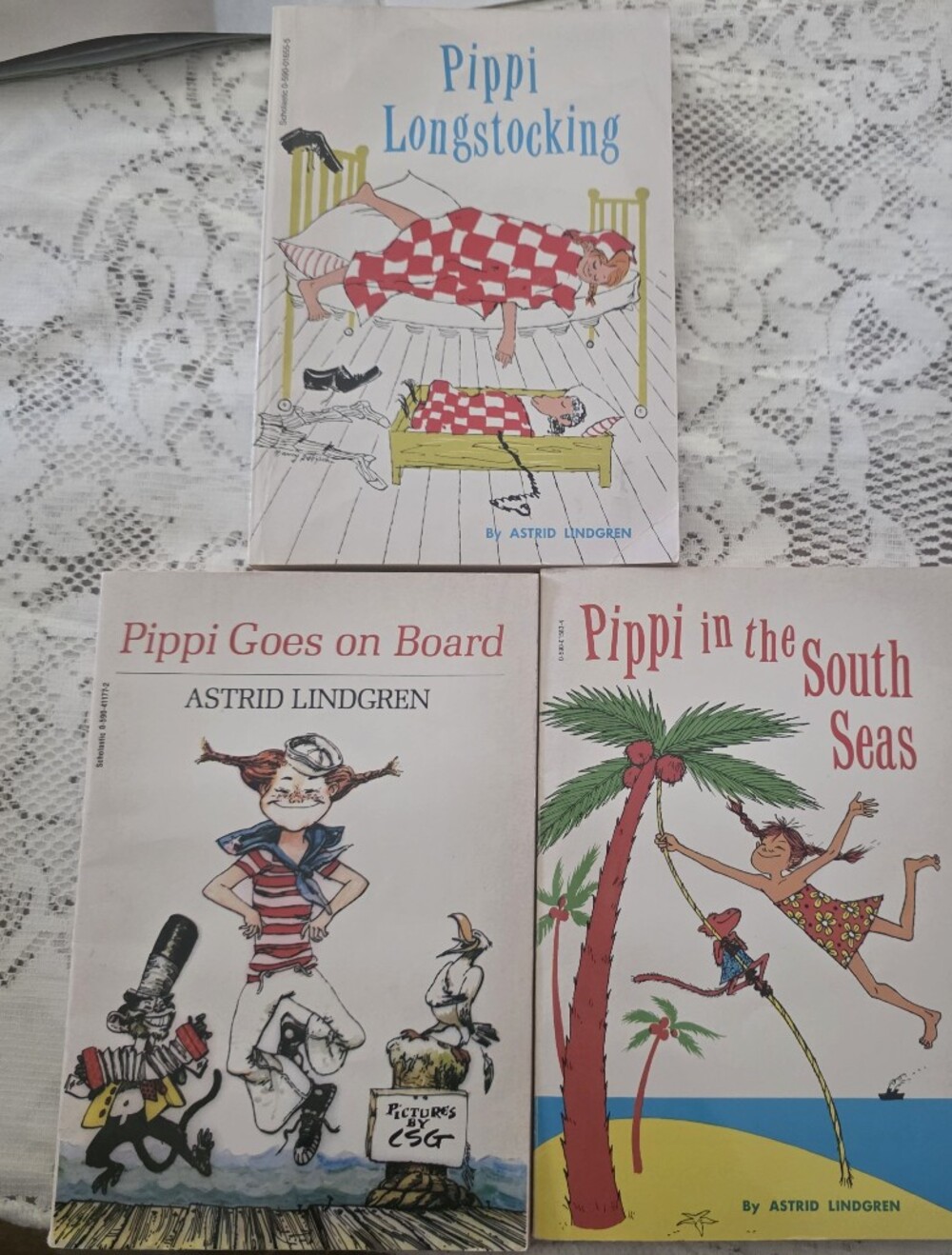 Astrid Lindgren Pippi 3 Paperback Lot Scholastic Illustrated Vintage